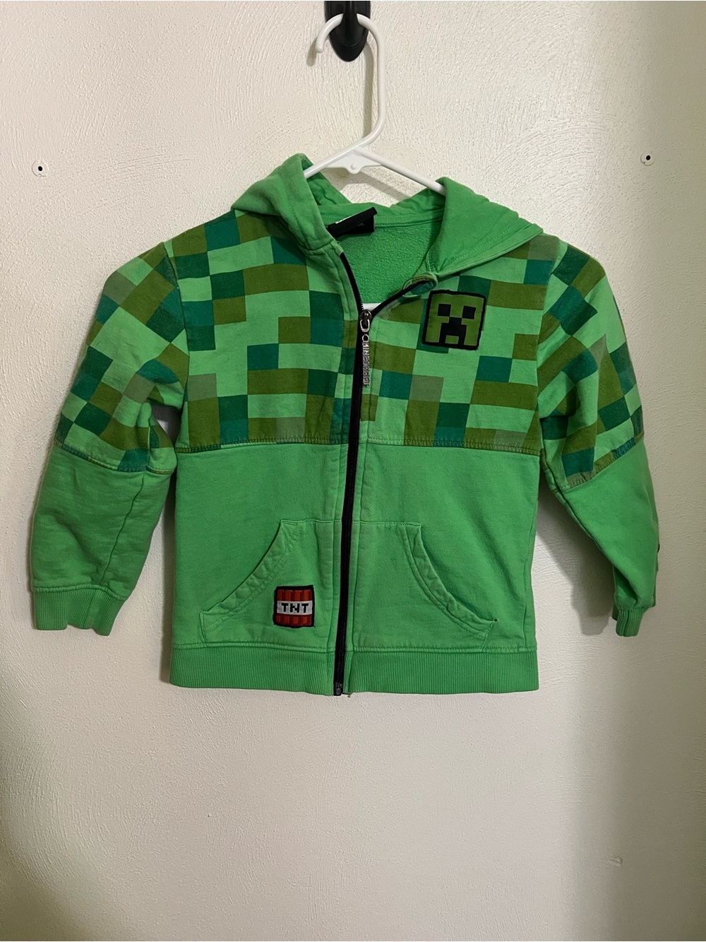 MINECRAFT Video Game Creeper Cotton Full Zip Hoodie Green Black Boy's Size 6 GUC